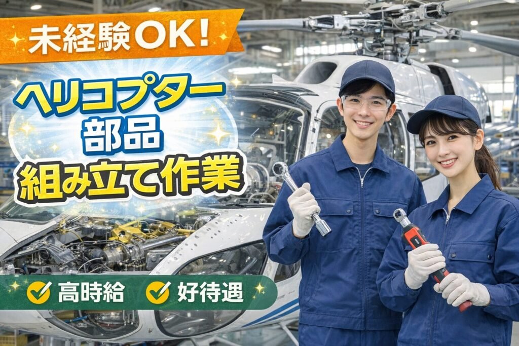 ヘリコプター部品組み立て作業